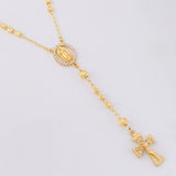 Rosario Virgen Guadalupe Cruz Cristo Diamantado 8.85g / 50cm / 3.4mm Oro Amarillo 18K