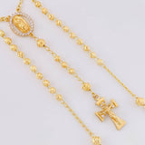 Rosario Virgen Guadalupe Cruz Cristo Diamantado 8.85g / 50cm / 3.4mm Oro Amarillo 18K