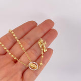 Rosario Virgen Guadalupe Cruz Cristo Diamantado 8.85g / 50cm / 3.4mm Oro Amarillo 18K