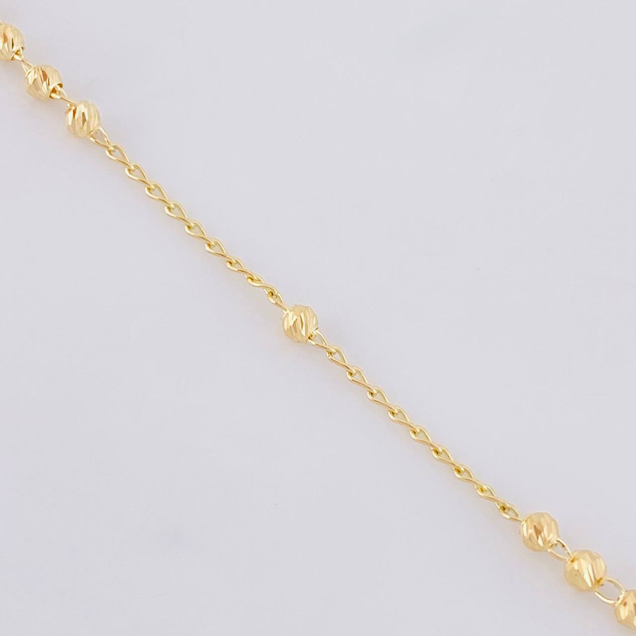 Rosario Virgen Milagrosa Cruz Cristo Diamantado 8.95g / 50cm / 3.4mm Oro Amarillo 18K
