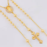 Rosario Virgen Guadalupe Cruz Cristo Diamantado 8.6g / 50cm / 3.4mm Oro Amarillo 18K