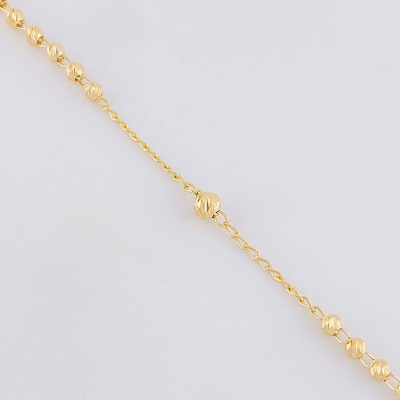 Rosario Virgen Guadalupe Cruz Cristo Diamantado 9g / 50cm / 3.4mm Oro Amarillo 18K