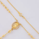 Rosario Virgen Guadalupe Cruz Cristo Diamantado 9g / 50cm / 3.4mm Oro Amarillo 18K