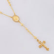Rosario Virgen Milagrosa Cruz Cristo Diamantado 8.9g / 50cm / 3.4mm Oro Amarillo 18K