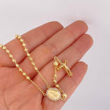 Rosario Virgen Milagrosa Cruz Cristo Diamantado 8.9g / 50cm / 3.4mm Oro Amarillo 18K