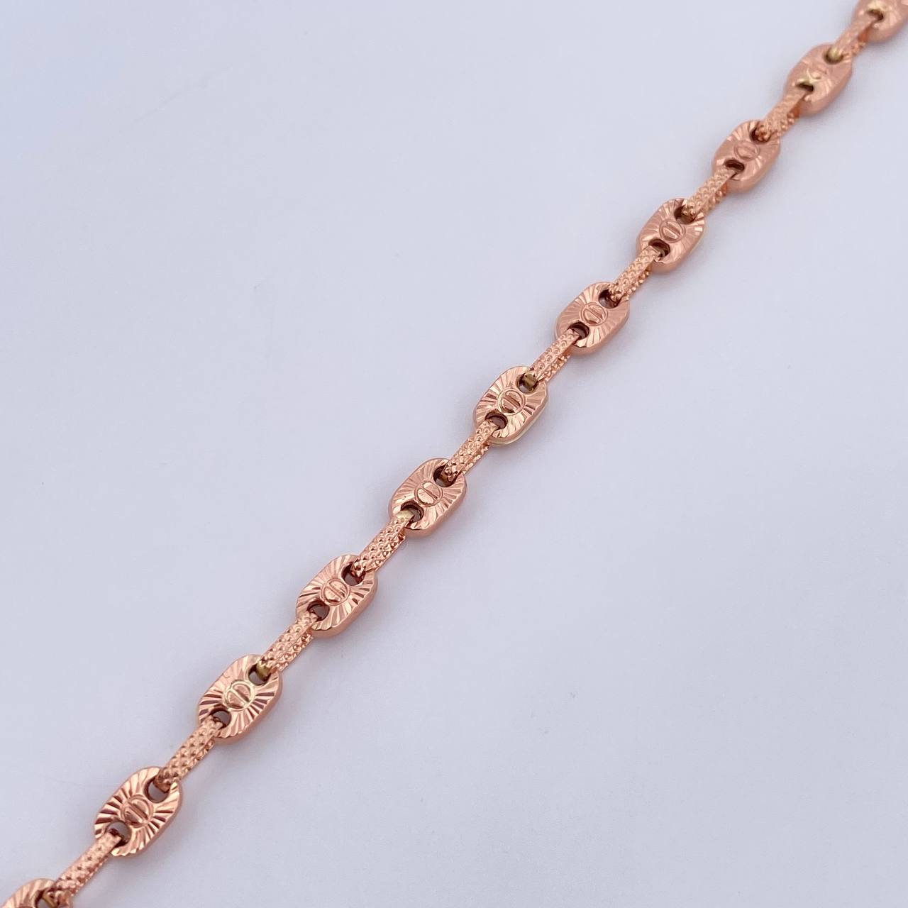 Tobillera Rustica Tornillo 6.55gr / 26cm / 4.3mm Diamantado Oro Rosa 18K $