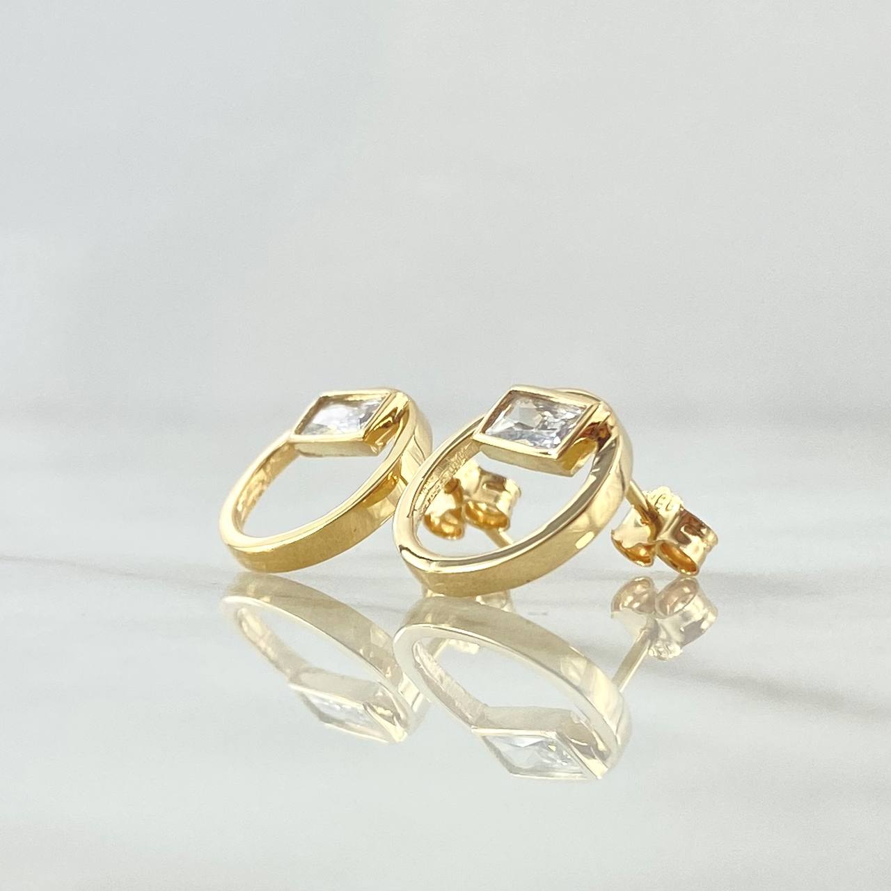 Set Rectangulo Solitario En Aro 6.15gr / Dije Sin Cargador 1.3cm - Topos 1.3cm - Anillo T6 1/2 Oro Amarillo 18K
