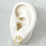 Set Rectangulo Solitario En Aro 6.15gr / Dije Sin Cargador 1.3cm - Topos 1.3cm - Anillo T6 1/2 Oro Amarillo 18K