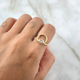 Set Rectangulo Solitario En Aro 6.15gr / Dije Sin Cargador 1.3cm - Topos 1.3cm - Anillo T6 1/2 Oro Amarillo 18K