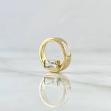 Set Rectangulo Solitario En Aro 6.15gr / Dije Sin Cargador 1.3cm - Topos 1.3cm - Anillo T6 1/2 Oro Amarillo 18K