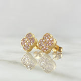 Set Trébol VCyA 5.85gr / Dije 1.8cm - Dije 2cm - Topos 9mm / Circones Rosas Oro Amarillo Nac.Esp. 18K