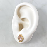 Set Trébol VCyA 5.85gr / Dije 1.8cm - Dije 2cm - Topos 9mm / Circones Rosas Oro Amarillo Nac.Esp. 18K