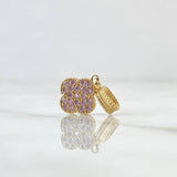 Set Trébol VCyA 5.85gr / Dije 1.8cm - Dije 2cm - Topos 9mm / Circones Rosas Oro Amarillo Nac.Esp. 18K