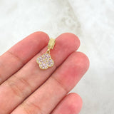 Set Trébol VCyA 5.85gr / Dije 1.8cm - Dije 2cm - Topos 9mm / Circones Rosas Oro Amarillo Nac.Esp. 18K