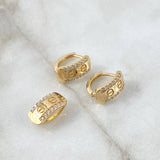 Set Rectangulo Tornillo 5.95gr / Dije Sin Cargador 1.4cm - Candongas 1.4cm / Circones Blancos Oro Amarillo 18K ©