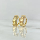 Set Rectangulo Tornillo 5.95gr / Dije Sin Cargador 1.4cm - Candongas 1.4cm / Circones Blancos Oro Amarillo 18K ©