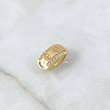 Set Rectangulo Tornillo 5.95gr / Dije Sin Cargador 1.4cm - Candongas 1.4cm / Circones Blancos Oro Amarillo 18K ©