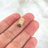 Set Rectangulo Tornillo 5.95gr / Dije Sin Cargador 1.4cm - Candongas 1.4cm / Circones Blancos Oro Amarillo 18K ©