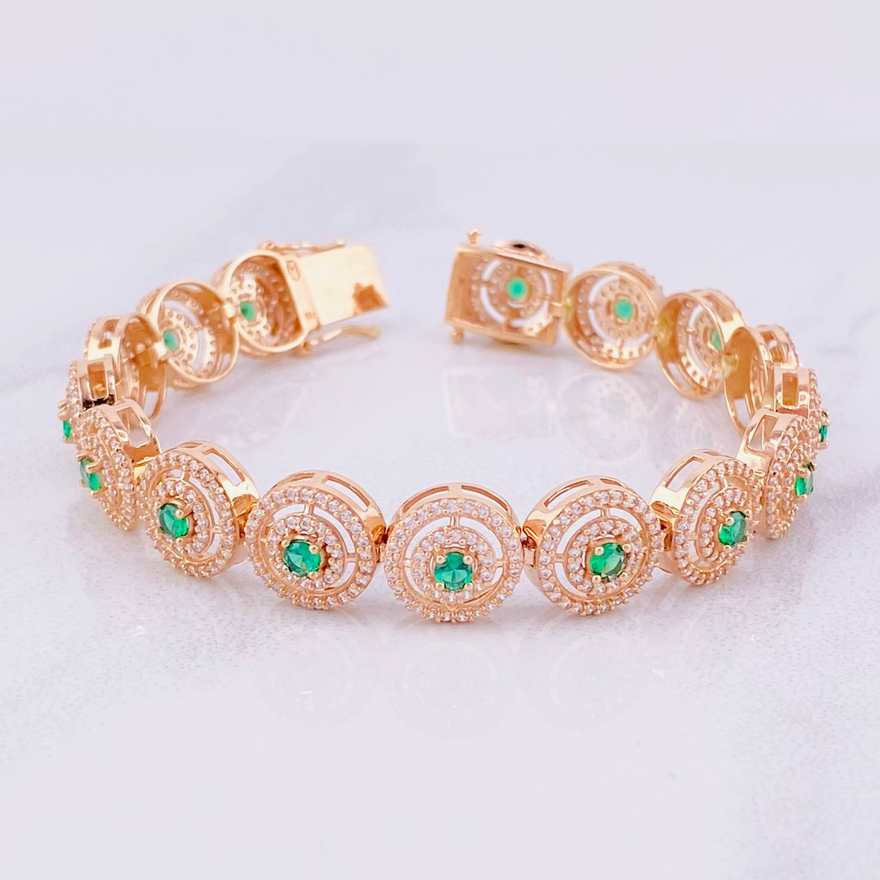 Pulso Tenis Circular 24.35g / 18.2cm / 10mm Oro Rosa 18K