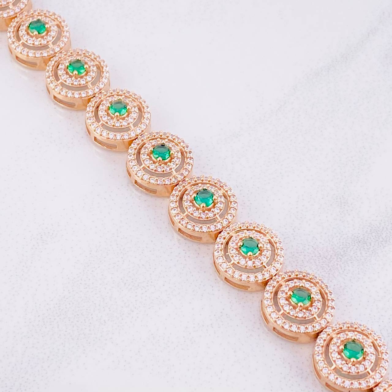 Pulso Tenis Circular 24.35g / 18.2cm / 10mm Oro Rosa 18K
