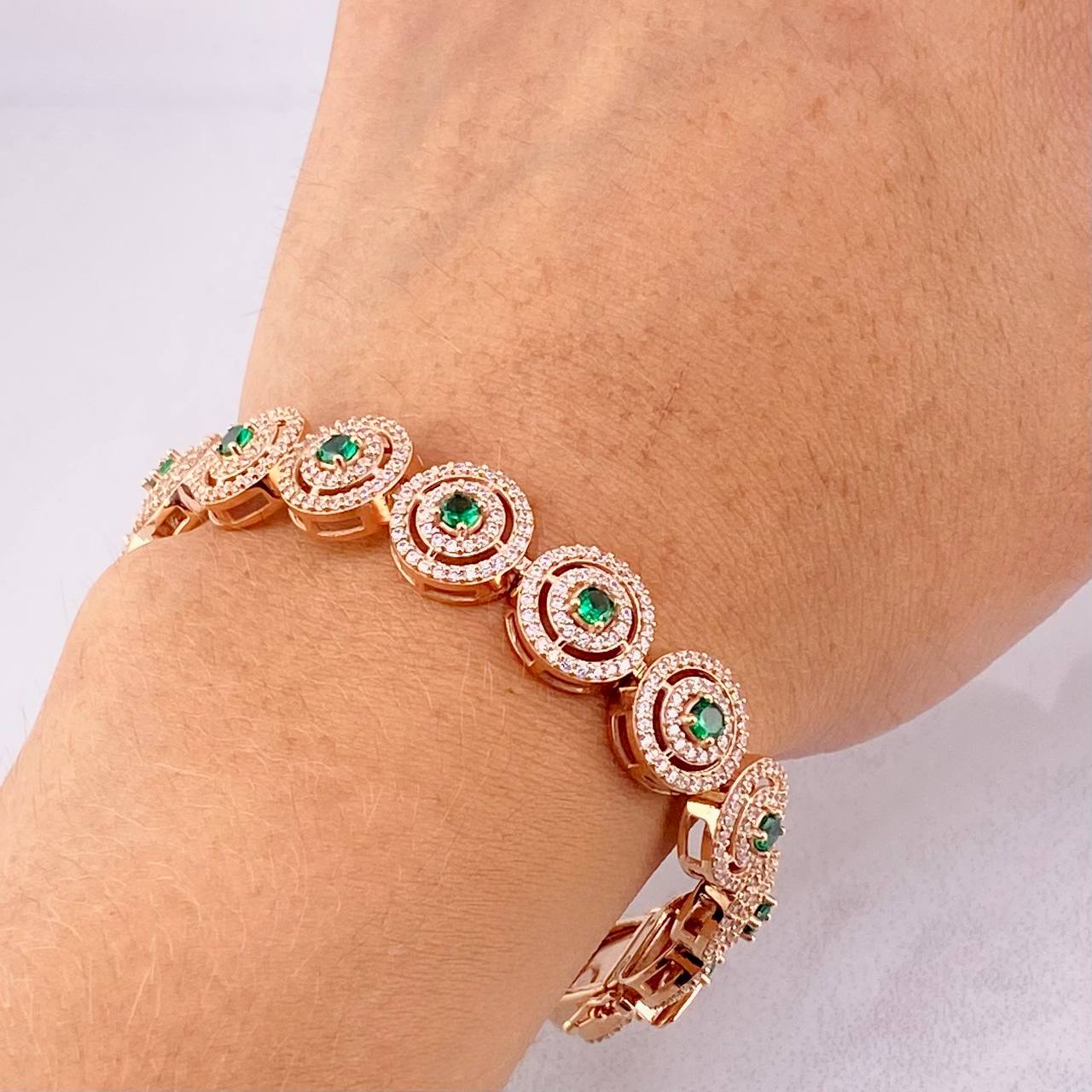 Pulso Tenis Circular 24.35g / 18.2cm / 10mm Oro Rosa 18K