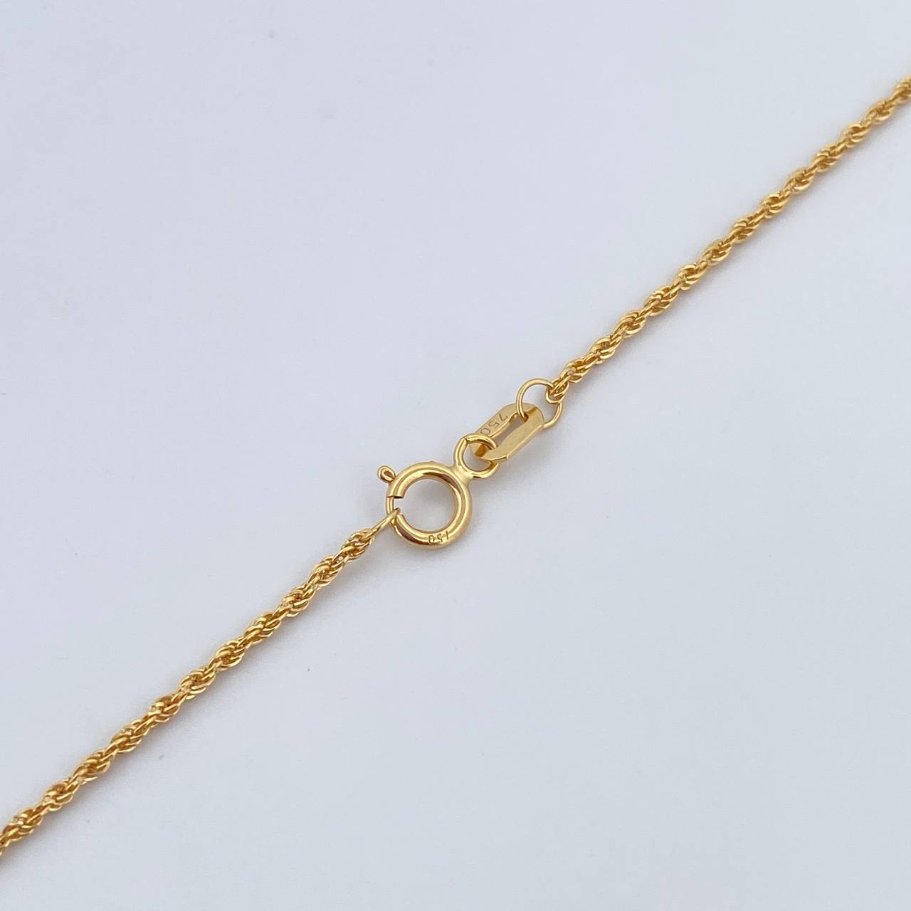 Set Cadena Lazo 1gr / 50cm / 1.1mm + Dije Ola Cruzada 0.5gr / 1.3cm Circones Blancos Oro Amarillo 18K (Oferta) $