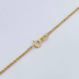 Set Cadena Lazo 1gr / 50cm / 1.1mm + Dije Ola Cruzada 0.5gr / 1.3cm Circones Blancos Oro Amarillo 18K (Oferta) $