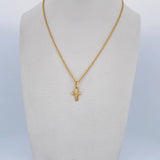 Set Cadena Lazo 1gr / 50cm / 1.1mm + Dije Cruz Cristo 0.5gr / 1.5cm Diamantado Oro Amarillo 18K (Oferta) $