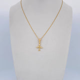 Set Cadena Singapur 1.05 / 45cm / 0.7mm + Dije Avion 0.6gr / 1.9cm Circones Blancos Oro Amarillo 18K (Oferta) $