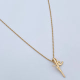 Set Cadena Singapur 1.15gr / 50.1cm / 0.7mm + Dije Cruz Fe 0.55gr / 1.6cm Liso Oro Amarillo 18K (Oferta) $