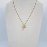 Set Cadena Singapur 1.15gr / 50.1cm / 0.7mm + Dije Cruz Fe 0.55gr / 1.6cm Liso Oro Amarillo 18K (Oferta) $