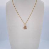 Set Cadena Singapur 1.15gr/51.1cm/0.7mm + Dije Ola Cruzada 0.5gr/1.3cm Circones Blancos Oro Amarillo 18K (Oferta) $