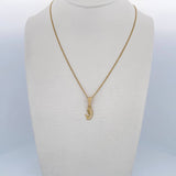 Set Cadena Singapur 1.1gr/45.1cm/0.8mm + Dije Virgen Maria 0.55gr/1.7cm Circones Blancos Oro Amarillo 18K (Oferta) $