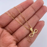 Set Cadena Veneciana 1.4gr / 50cm / 0.4mm + Dije Infinito 0.6gr / 1cm Circones Blancos Oro Amarillo 18K (Oferta) $