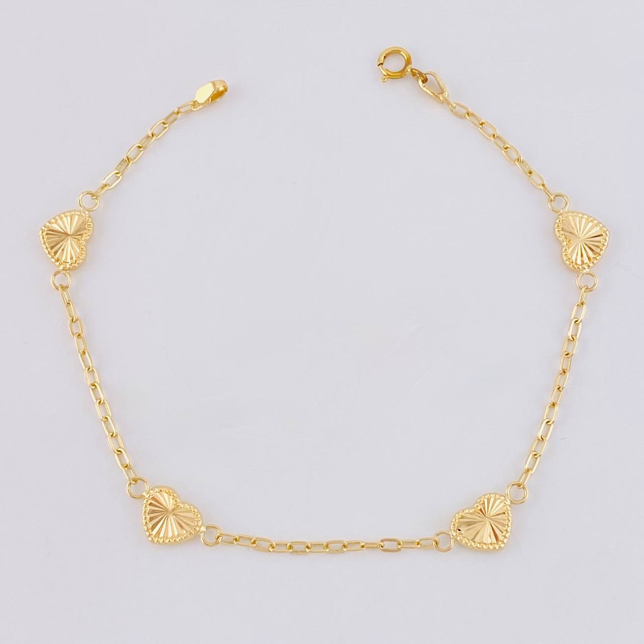 Pulso Cajón Corazón Diamantado 2.05g / 18cm / 1.6mm Oro Amarillo 18K