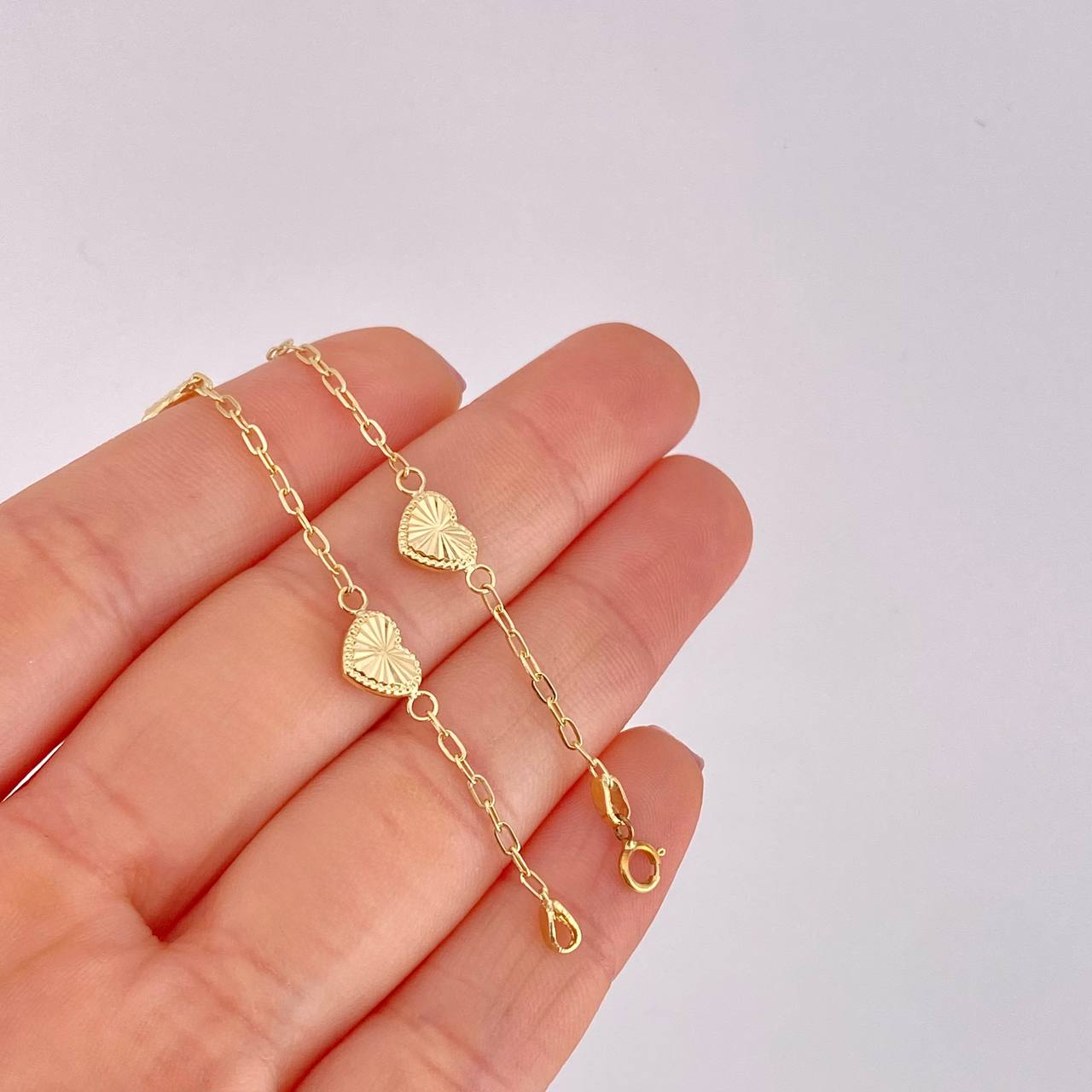 Pulso Cajón Corazón Diamantado 2.15g / 18cm / 1.6mm Oro Amarillo 18K