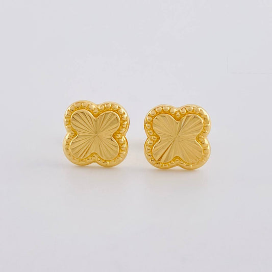 Topos Trebol Diamantado 0.9g / 8.5mm Oro Amarillo 18K