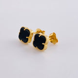 Topos Trebol Onix Negro 2g / 7.9mm Oro Amarillo 18K