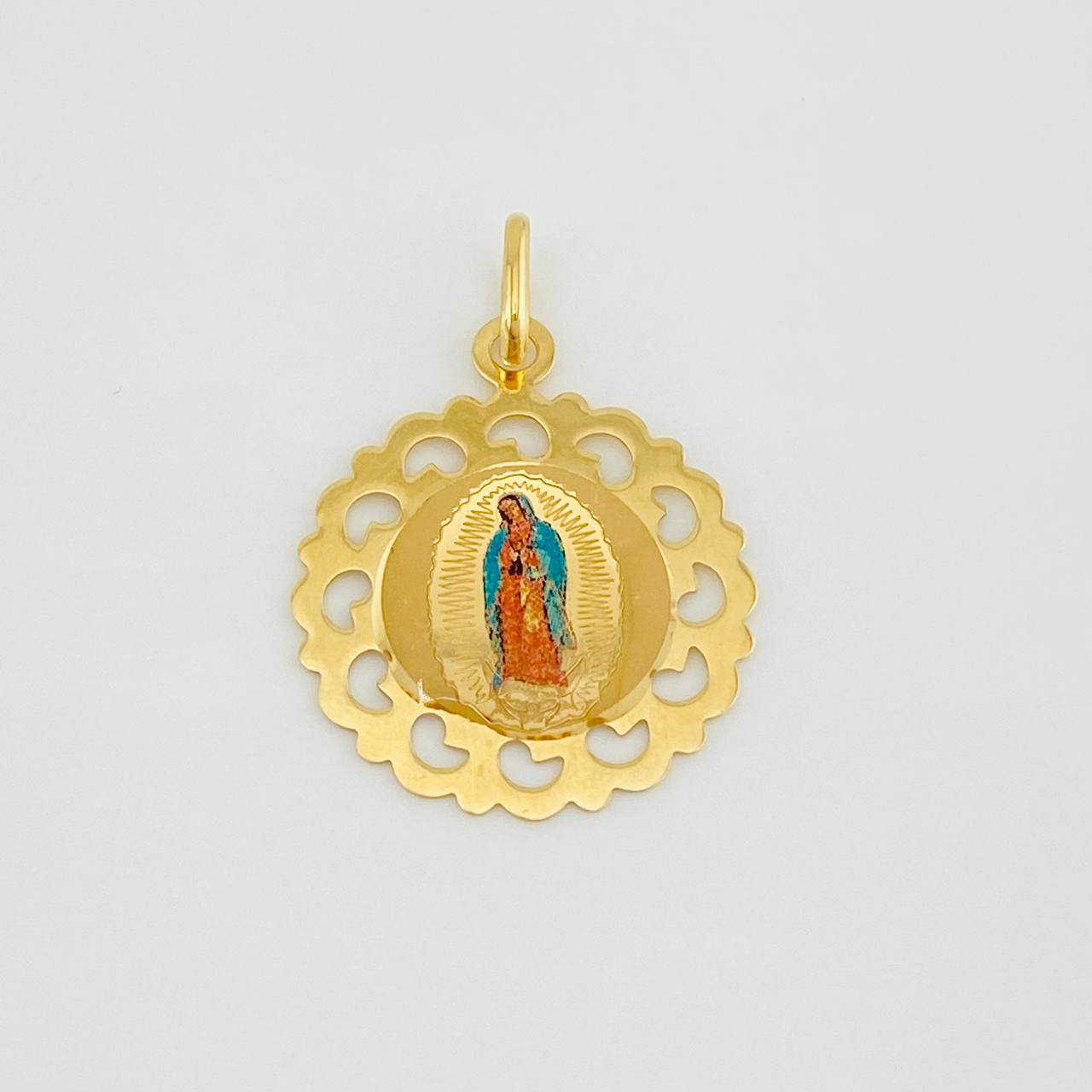 Dije Virgen Guadalupe Corazones 1.15g / 1.5cm Oro Amarillo 18K