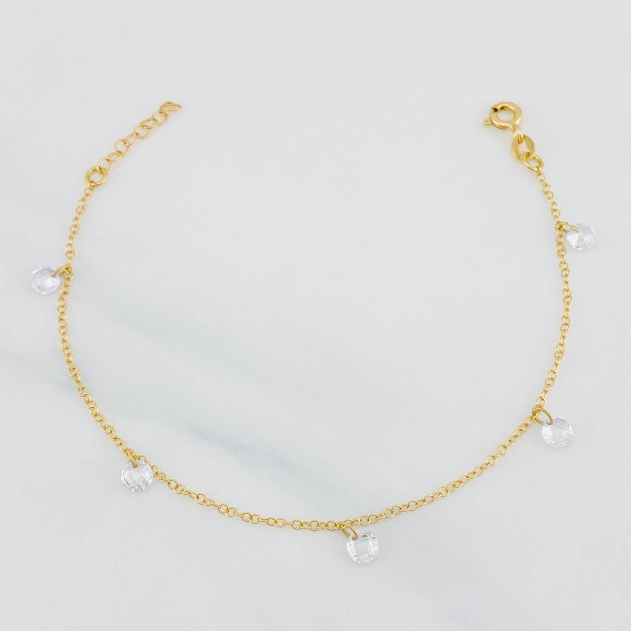 Pulso Modulable Rolo Circones Blancos 1.35g / 15cm - 17cm / 1.28mm Oro Amarillo 18K