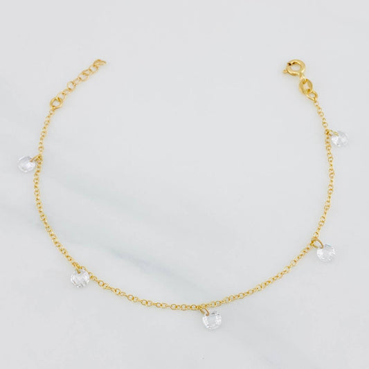 Pulso Modulable Rolo Circones Blancos 1.35g / 15cm - 17cm / 1.28mm Oro Amarillo 18K