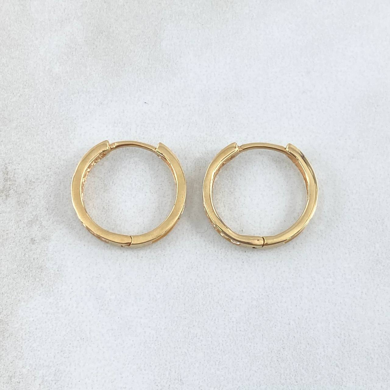 Candongas Carril 2.6gr / 1.7cm / Circones Blancos Oro Amarillo 18K