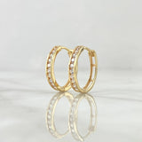 Candongas Carril  1.8gr / 1.1cm Circones Blancos  Oro Amarillo 18K