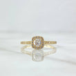 Anillo Solitario Halo Tupido 2.1gr / T7  / Circones Blancos Oro Amarillo 18K *