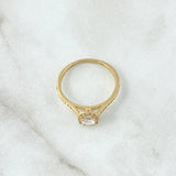 Anillo Solitario Halo Tupido 2.1gr / T7  / Circones Blancos Oro Amarillo 18K *