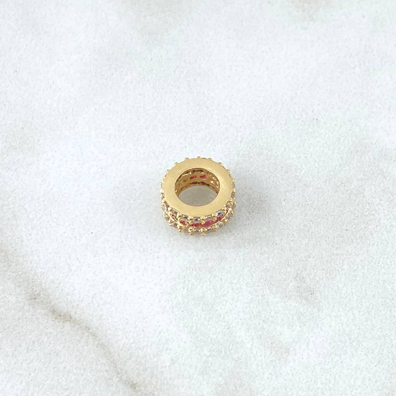 Herraje Rueda Basteada 0.95gr / 0.8cm / Circones Blancos Y Fucsias Oro Amarillo 18K