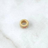 Herraje Rueda Basteada 0.95gr / 0.8cm / Circones Blancos Y Fucsias Oro Amarillo 18K