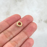 Herraje Rueda Basteada 0.95gr / 0.8cm / Circones Blancos Y Fucsias Oro Amarillo 18K