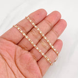 Cadena Escalera Plana 3.65g / 50cm / 2.7mm Dos Oros Blanco Rosa 18K