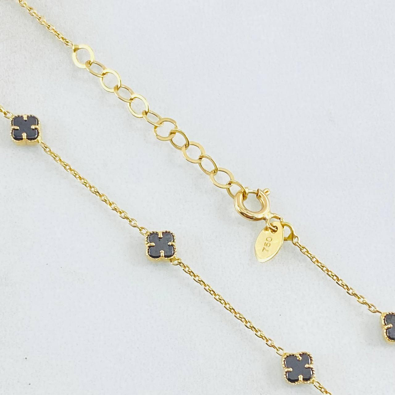 Cadena Trebol Negro 5.3gr / 45.5cm-43cm / Oro Amarillo Nac.Esp. 18K